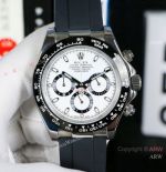 Wholesale Copy Rolex Daytona Rubber Strap Watch 40mm White Chronogarph Dial